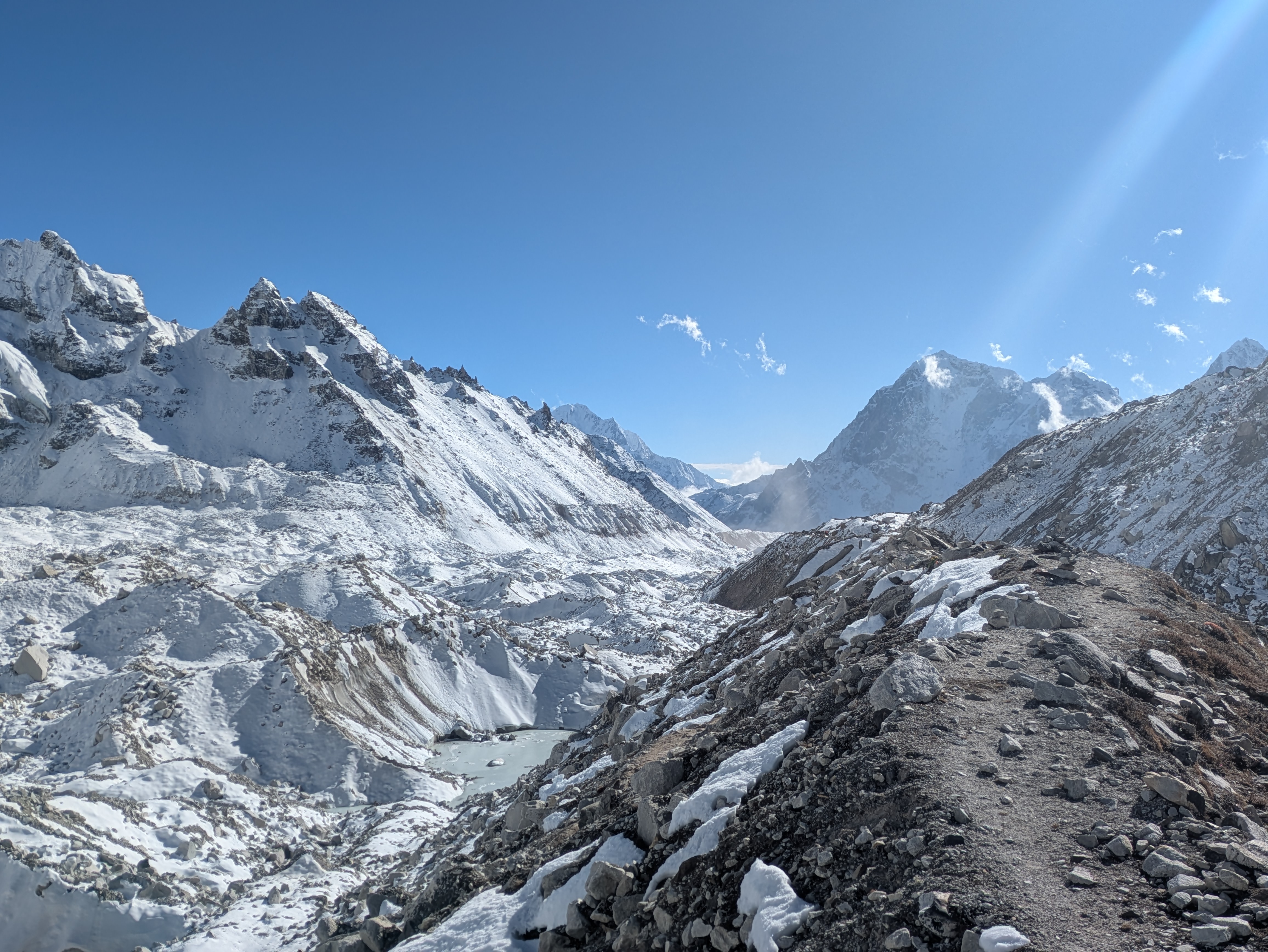 Le chemin emprunté et le glacier Khumbu