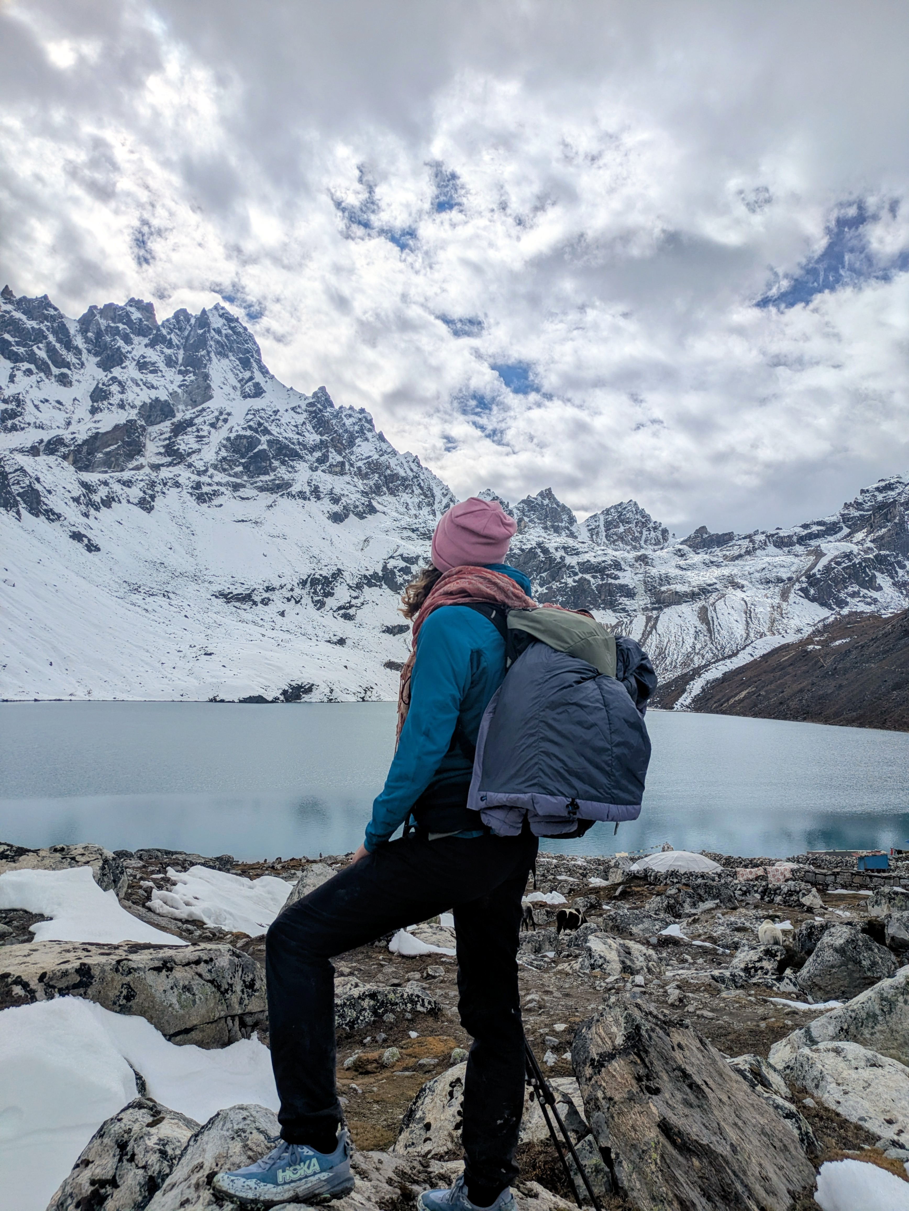 Devant le lac de Gokyo